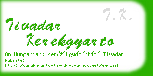 tivadar kerekgyarto business card